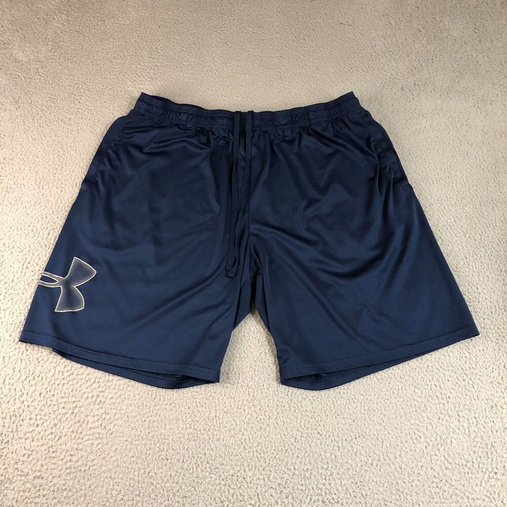 Under Armour Shorts Mens 3XL XXXL Blue Logo Athletic Basketball Sportswear Gym